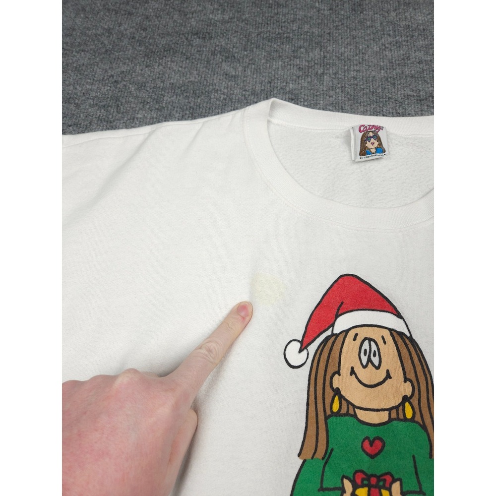 Vintage 90's Guisewite Cathy Comic Strip Christmas Crewneck Sweatshirt 3X White - Picture 5 of 13